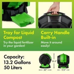 Tumbling Barrel Rolling 50L Composter -Plants Sale 05 handle