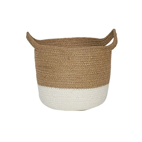 Geilo Jute White Lined Basket H27Cm D28Cm 3 Geilo Jute White Lined Basket H27Cm D28Cm