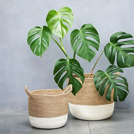 Geilo Jute White Lined Basket H27Cm D28Cm 4 Geilo Jute White Lined Basket H27Cm D28Cm - Image 2