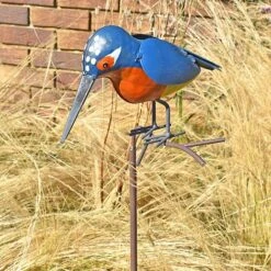 Metal Kingfisher Garden Stake 1m Tall Outdoor Bird Ornament -Plants Sale 2454 5