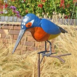 Metal Kingfisher Garden Stake 1m Tall Outdoor Bird Ornament -Plants Sale 2454 7