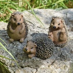 3 Hedgehog Garden Animal Ornaments Outdoor Wildlife Statues -Plants Sale 3440