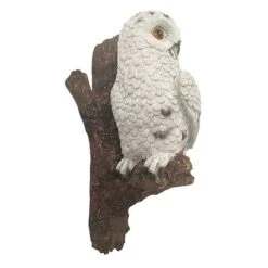 Wall Mountable Snowy Owl Bird On A Branch Garden Ornament -Plants Sale 3445 SNOW 2