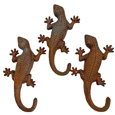 3 Wall Lizard Cast Iron Gecko Garden Ornaments Metal Decoration 3 3 Wall Lizard Cast Iron Gecko Garden Ornaments Metal Decoration