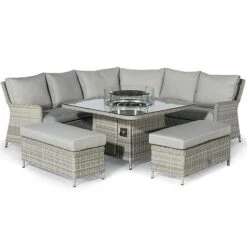 Maze Rattan Oxford Royal Corner Dining Set With Firepit Table -Plants Sale 403052 20