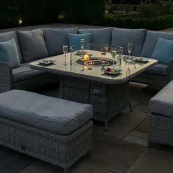 Maze Rattan Oxford Royal Corner Dining Set With Firepit Table -Plants Sale 403052 4