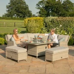 Maze Rattan Oxford Royal Corner Dining Set With Firepit Table -Plants Sale 403052 8