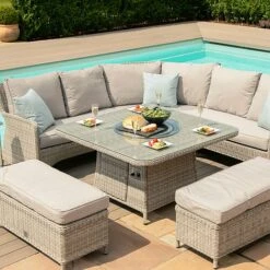 Maze Rattan Oxford Royal Corner Dining Set With Firepit Table -Plants Sale 403052 9