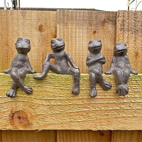 Four Edge Sitting Cast Iron Frog Ornaments 3 Four Edge Sitting Cast Iron Frog Ornaments