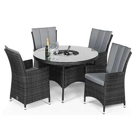 Maze Rattan LA Garden Dining Set Round With Ice Bucket 4 Seat 4 Maze Rattan LA Garden Dining Set Round With Ice Bucket 4 Seat - Image 2