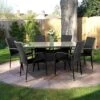 Albany Garden Rectangular Rattan Dining Set 6 Seater Grey Stackable -Plants Sale 452058 120resized