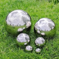 4 Mirror Spheres 5.5, 9, 15, 20cm Stainless Steel Garden Globe Ornaments -Plants Sale 5591520 1