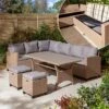 Rowlinson Garden Deluxe Rattan Corner Sofa Dining Set 8 Seat Oatmeal -Plants Sale 850014 1