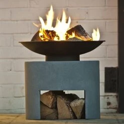 Firebowl & Oval Console Cement H41Cm W46Cm -Plants Sale 965074 1
