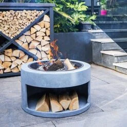 Firebowl & Round Console Cement H32Cm D58Cm -Plants Sale 996767 2