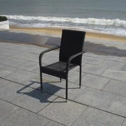 Albany Garden Rectangular Rattan Dining Set 6 Seater Grey Stackable -Plants Sale ALBSET6Gchair