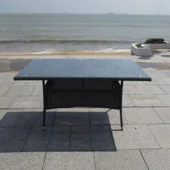 Albany Garden Rectangular Rattan Dining Set 6 Seater Grey Stackable -Plants Sale ALBSET6TGTable