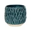 Arles Leaf Embossed Teal Planter H17Cm W18Cm -Plants Sale ALETP18