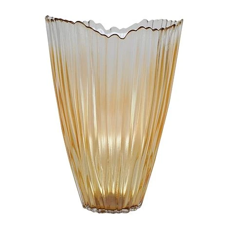 Amber Rippled Glass Vase H30Cm W20.5Cm 3 Amber Rippled Glass Vase H30Cm W20.5Cm
