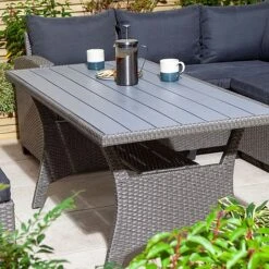 Rowlinson Garden Rattan Corner Sofa Dining Set Grey 8 Seater -Plants Sale AlbanyCornerset Grey 031