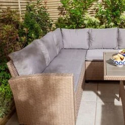 Rowlinson Garden Deluxe Rattan Corner Sofa Dining Set 8 Seat Oatmeal 17 Rowlinson Garden Deluxe Rattan Corner Sofa Dining Set 8 Seat Oatmeal -Plants Sale AlbanyCornerset Wheat 03