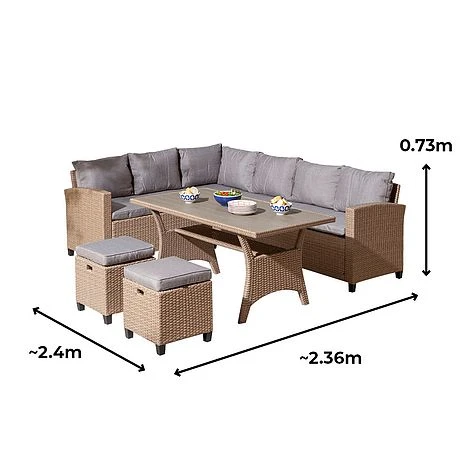 Rowlinson Garden Deluxe Rattan Corner Sofa Dining Set 8 Seat Oatmeal 15 Rowlinson Garden Deluxe Rattan Corner Sofa Dining Set 8 Seat Oatmeal - Image 13
