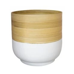 Bamboo White Planter D23Cm