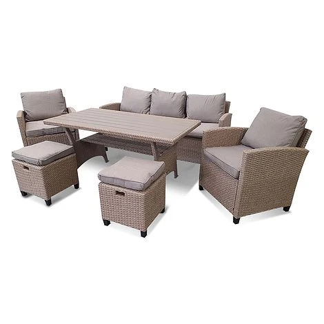 Rowlinson Albany Rattan Garden Sofa Dining Set 7 Seat Oatmeal 4 Rowlinson Albany Rattan Garden Sofa Dining Set 7 Seat Oatmeal - Image 2