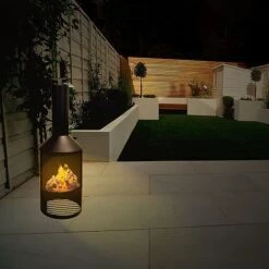 Idooka Black Chiminea Outdoor Heating Fire Pit -Plants Sale CM70001.LogStore.Lifestyle