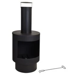 Idooka Black Chiminea Outdoor Heating Fire Pit -Plants Sale CM70001.NoLogStore.Main