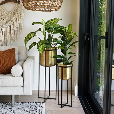 Calla Planter Stand Black/Antique Gold H58CM D22CM 4 Calla Planter Stand Black/Antique Gold H58CM D22CM - Image 2