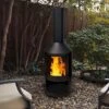 Idooka Black Chiminea Outdoor Heating Fire Pit
