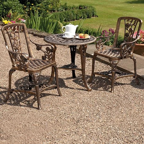 Three-Piece Rose Armchair Bistro Set - Bronze 3 Three-Piece Rose Armchair Bistro Set - Bronze