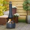 Idooka Garden Chiminea Outdoor Fire Pit Patio Heater Black Metal Log Burner Chimney 1 Idooka Garden Chiminea Outdoor Fire Pit Patio Heater Black Metal Log Burner Chimney -Plants Sale Day20Sq