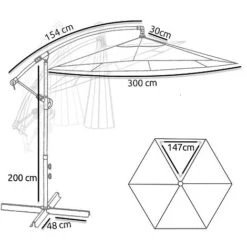 Idooka 300cm Grey Cantilever Garden Parasol - Patio Umbrella & Sun Shade 20 Idooka 300cm Grey Cantilever Garden Parasol - Patio Umbrella & Sun Shade -Plants Sale Dims2