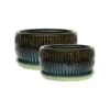 Emerald Round Reactive Glaze Bonsai Planter Set Of 2 -Plants Sale ERRGBPS2