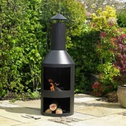 Log Burner Chimenea With Integrated Log Store