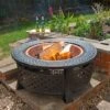 Round Steel Firepit With Copper Effect Bowl 2 Round Steel Firepit With Copper Effect Bowl -Plants Sale FPITR LS2
