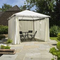 Aphrodite Heavy Duty Garden Gazebo With Side Curtains 2.7m -Plants Sale FSGHD LS201