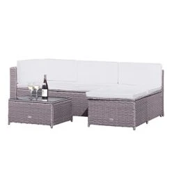 Garden Gear Milan Rattan Lounge Sofa Set - Grey -Plants Sale FURN MILANLGRE T40541