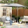 Idooka 300cm Grey Cantilever Garden Parasol - Patio Umbrella & Sun Shade -Plants Sale Fenced20PatioSq1