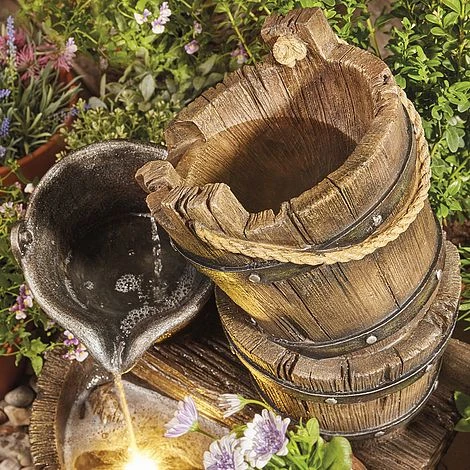 Cascading Barrel Water Feature And Planter 6 Cascading Barrel Water Feature And Planter - Image 4