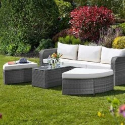 Firenze Five-Section Rattan Daybed - Dark Grey -Plants Sale G2580 FIRENZE RATTAN DAY BED LS 3