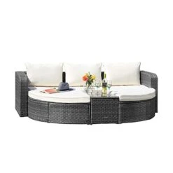 Firenze Five-Section Rattan Daybed - Dark Grey -Plants Sale G2580 FIRENZE RATTAN DAY BED LS CO 1