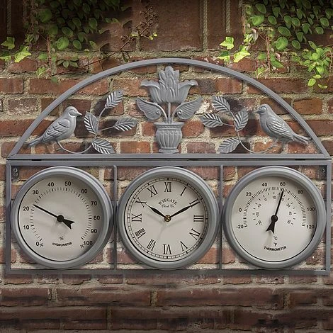 Garden Wall Clock - Grey 3 Garden Wall Clock - Grey