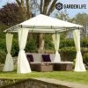 Garden Life 3x3m Metal Gazebo With Cream Roof And Curtains -Plants Sale G2762 1