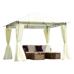 Garden Life 3x3m Metal Gazebo With Cream Roof And Curtains 11 Garden Life 3x3m Metal Gazebo With Cream Roof And Curtains -Plants Sale G2762 5