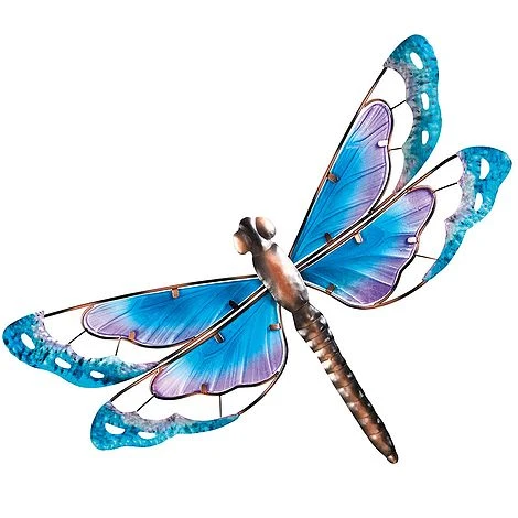 Garden Gear Metal And Glass Dragonfly Wall Art - Blue 5 Garden Gear Metal And Glass Dragonfly Wall Art - Blue - Image 3
