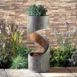 Serenity Spiral Rainfall Water Feature With Planter 8 Serenity Spiral Rainfall Water Feature With Planter -Plants Sale G3885 1
