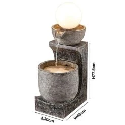 Serenity Bowl Water Feature With Globe Light -Plants Sale G3888 5